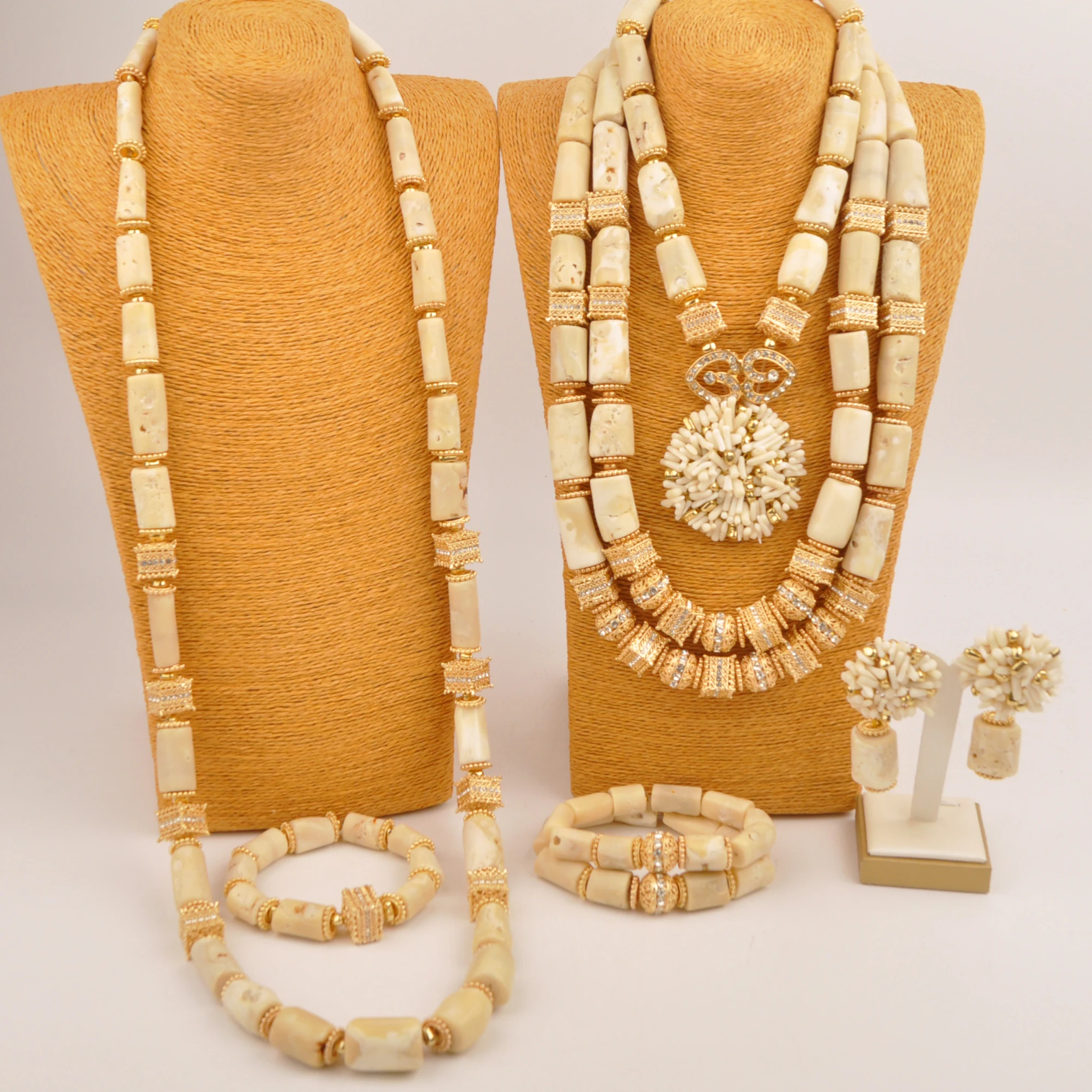 real-white-coral-bead-necklace-nigerian-wedding-couple-jewelry-set