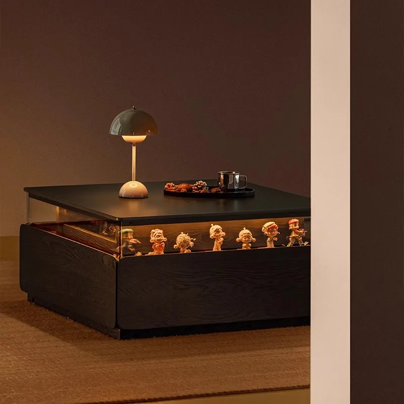 Nordic Retro Sofa Table Living Room Modern Minimalist Black Square Sofa Table Luxury Elegant Tavolino Da Divano Home Furniture