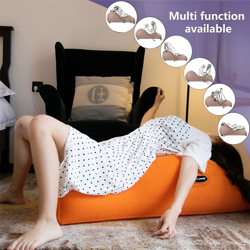 

S Shape Comfortable Seat Inflatable Pilates Sofa Pvc Flocking Furniture Mattress Bedroom Fun Bed Portable Cushion Lounge