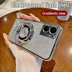 Luxury Electroplated Glitter TPU Phone Case with Magnetic Bracket - Premium Soft Back Cover for CPH2473 (Silver)