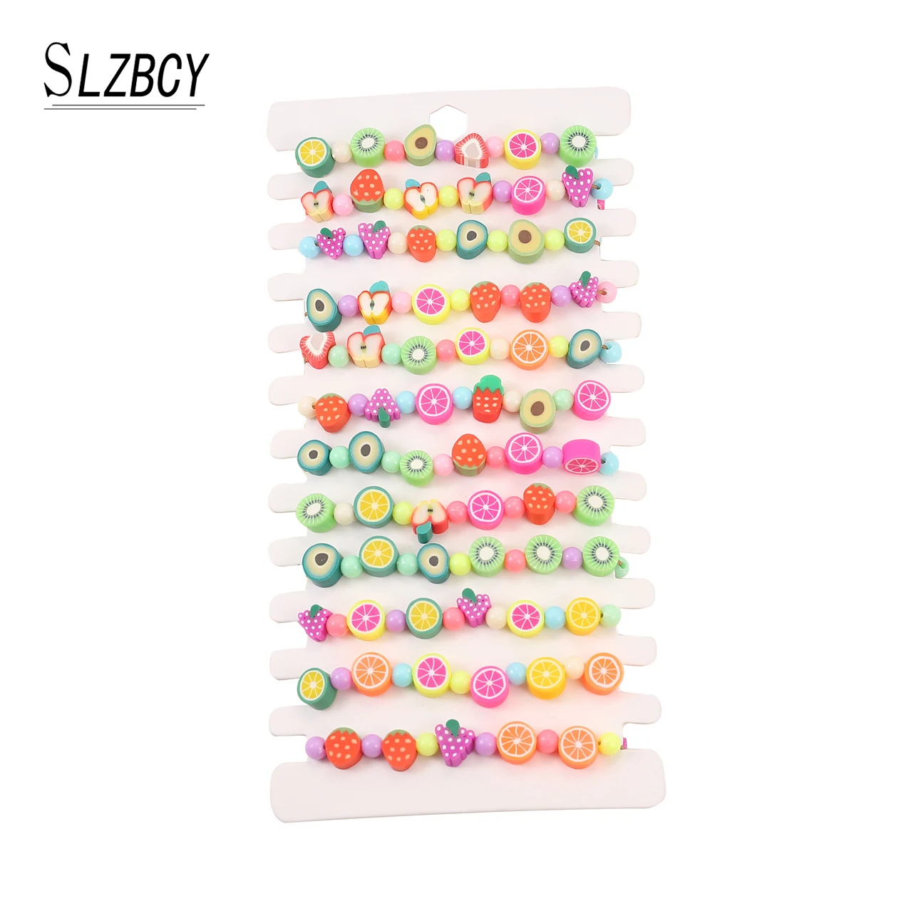 

12pcs/set Cute Fruit Friendship Bracelets For Girls Kids Handmade Woven Chain Wristband Pulseras Birthday Gift Clay Beads Bangle