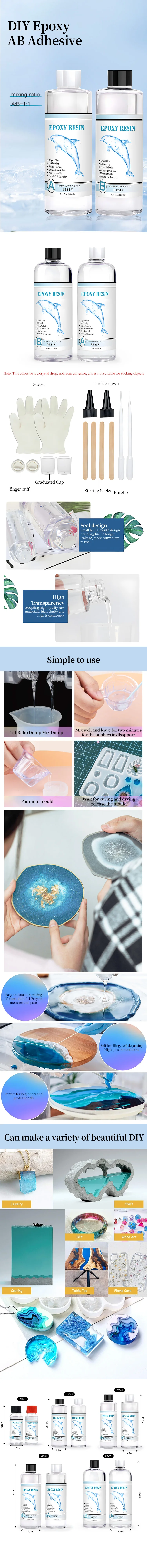 Description Picture 2 of item1:1 Epoxy Resin Transparent High-Definition Epoxy Resin Bubbles Free Epoxy Resin for Craft DIY Jewelry Making Curing Agent