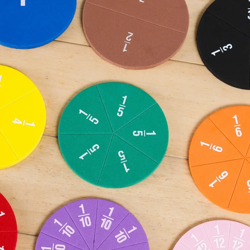 51Pcs Fractions Math Teaching Tool EVA Round Shape Instrument Kids Montessori Early Educational Math Development STEM Toy Gifts 2