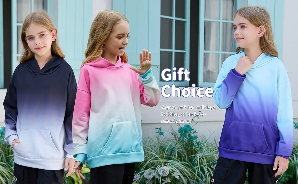Cute Tie Dye Graphic Hoodies for Teen Girls Gradient Clothes