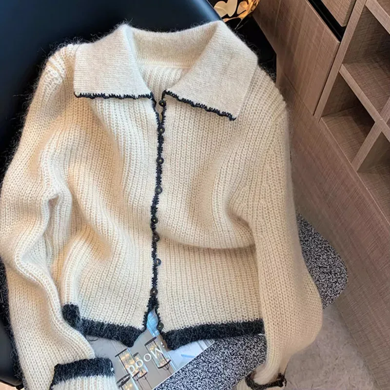 Korean Knitted Cardigan for Women Casual Single Breasted Long Sleeve Sweaters Sweet Tops Coats Autumn New