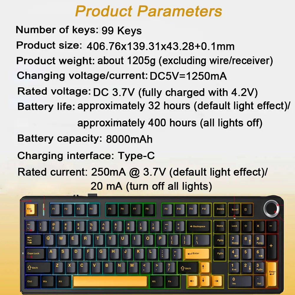 AULA F99 Pro 96% لوحة مفاتيح الألعاب اللاسلكية BT/...