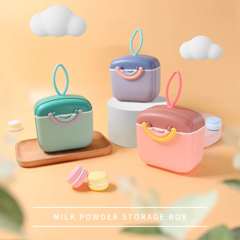 1pcs Milk Powder Box Baby Travel Portable Food Storage Box Simple Candy Colored Double Ring Safety Sealed Milk Powder Can No Bpa baby food storage containers portable food storage box baby milk powder dispenser