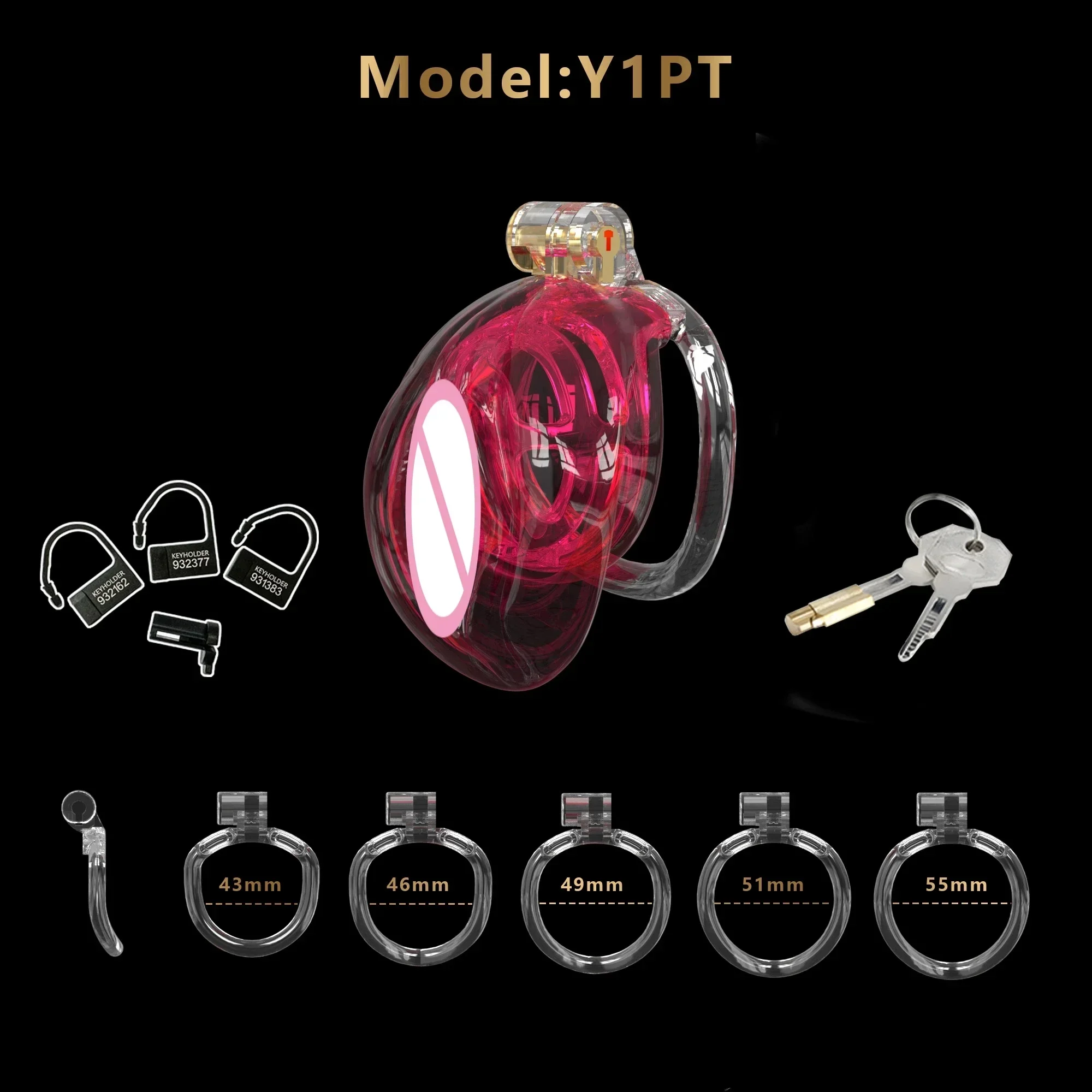 Realistic Pussy Design Chastity Cage Sissy Chastity Device Lightweight 5 Sizes Cock Cage 5 Base Rings Sex Toi for Man