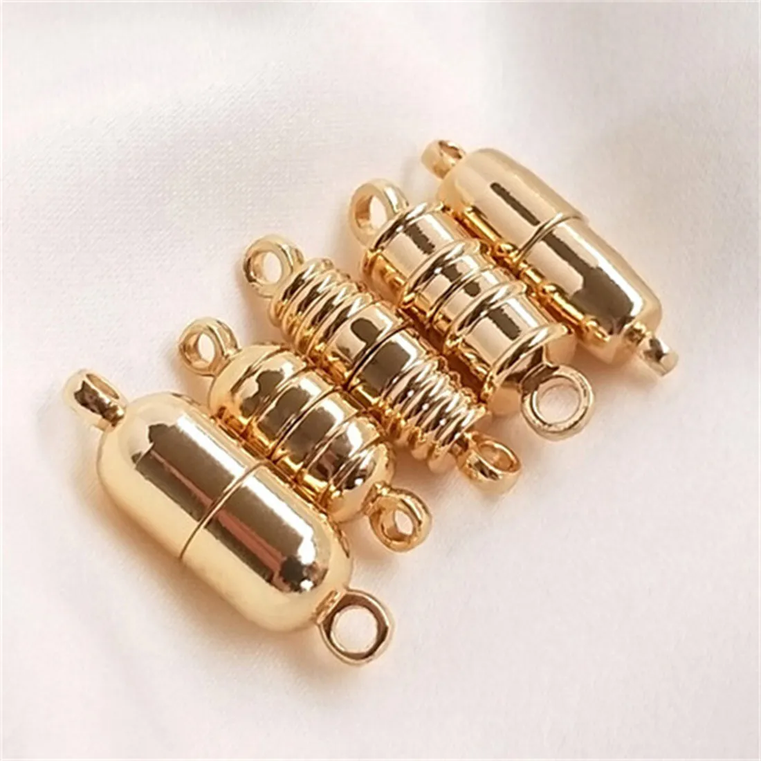 14k Gold Package DIY Accessories Magnetic Buckle Round Bamboo Joint Long Barrel Pill Shaped Bracelet Necklace Suction Iron Buckl metal round shaped 3 grid moistureproof medicine holder pill storage box bronze tone