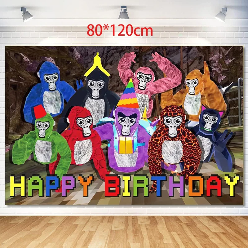 Adventure horror game theme Gorilla Tag Birthday Party Decoration Latex  Balloon Backdrop Banner Cake Topper Baby Shower - AliExpress