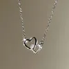New Fashion Simple Silver Color Love Heart Pendant Necklace Charm Chain Collares Necklace for Women Party Jewelry Daily Wear