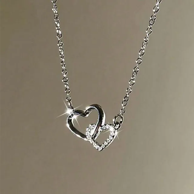 New Fashion Simple Silver Color Love Heart Pendant Necklace Charm Chain Collares Necklace for Women Party Jewelry Daily Wear