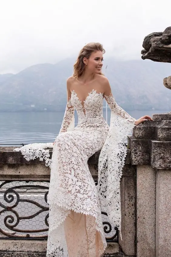Decote em v Fora do Ombro Vestidos de Noite Magro sem Costas Moda Laço Branco Profundo Comprimento Total Senhoras Suknia Slubna Rybka 2022 1 Computers & Electronics