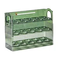 1pc Egg Holder Refrigerator 3 Layer Auto Flip Egg Storage Box For Refrigerator Side Door 30 Count Large Capacity Clear Egg Box 1