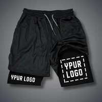 Custom Compression Shorts Men Gym Athletic Pants Your Logo Fitness Sportswear Personalized Double Layer Quick Dry Sports Shorts 1