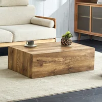 Table basse rectangulaire avec finition imitation bois. Dimensions : 90×50×30 cm, en MDF, aucun assemblage nécessaire. Équipé de pieds antidérapants au bas, il s'adapte au style moderne et luxueux. 1