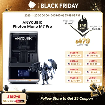 ANYCUBIC Photon Mono M7 Pro 14K Mono MSLA 3D Printer 10.1'' LCD Resin 3D Printer Speed Up to 170mm/h Printing Size 223*126*230mm