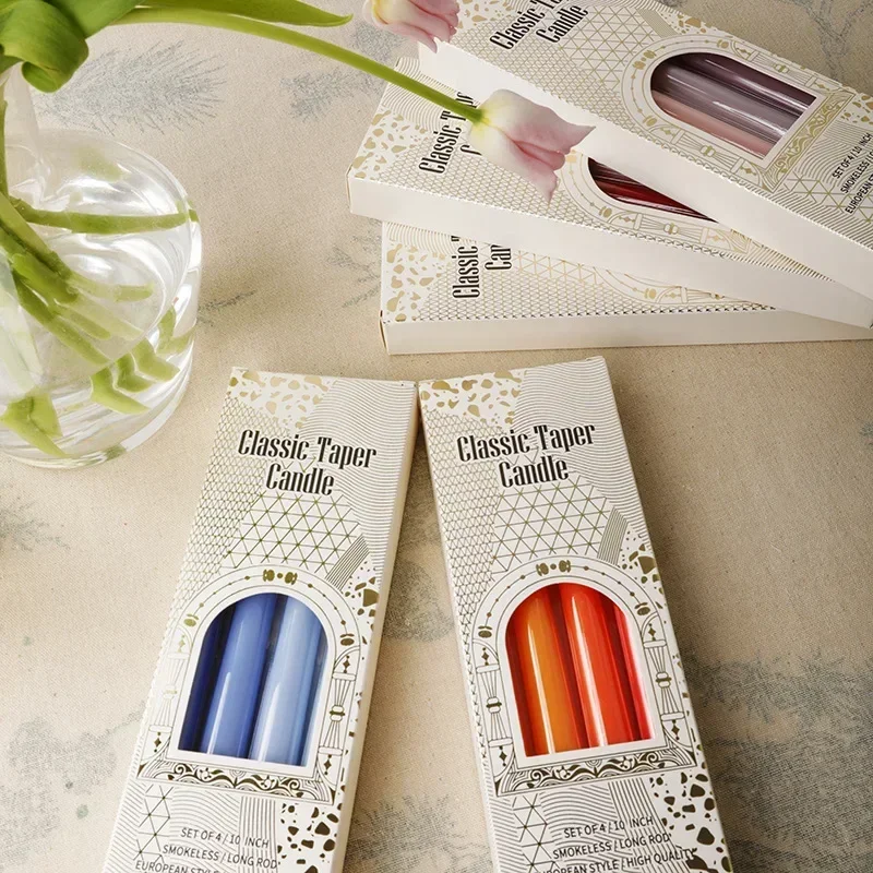 4PCS Colored Taper Candle Long Lot Wedding Candles Home Decorative Candles Unscented Dripless Smokeless Candles For Dinner_voghion.com