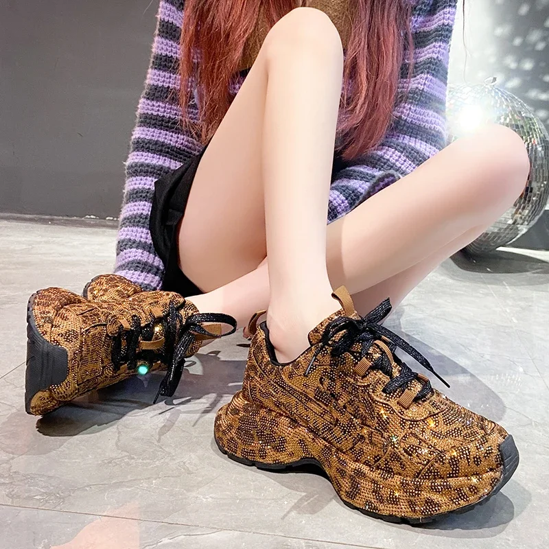 Luxury Full Diamond Thick soled Sneakers Designer Anti slip Running Shoes Women's Fashion Tennis ShoesHigh Quality Casual Shoes 3
