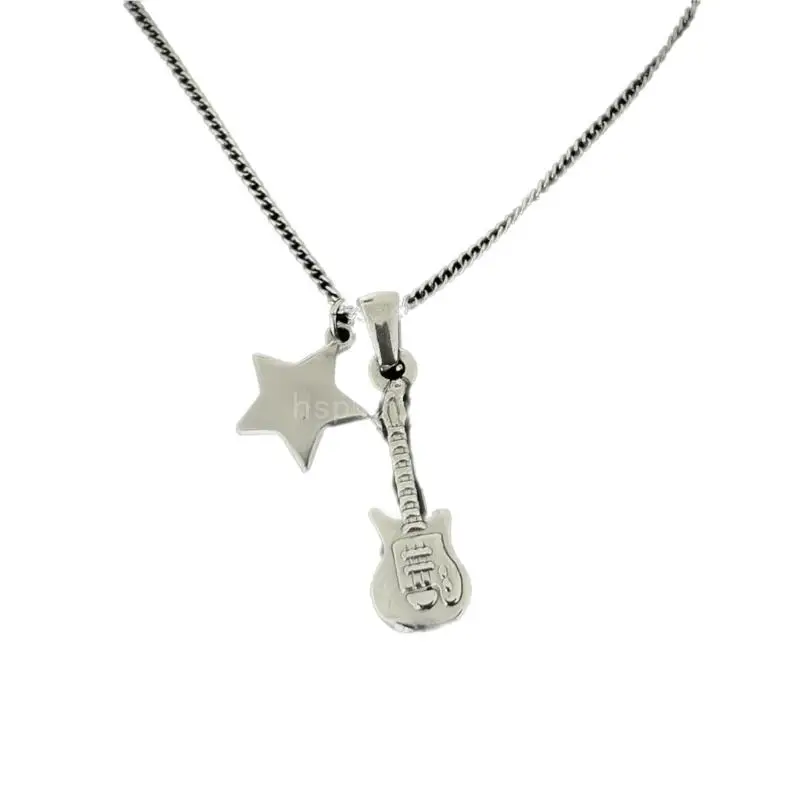 

Guitar Star Pendant Clavicle Chain Music Inspires Neckchain Women Metal Necklace Adjustable Length Collarbone Chain