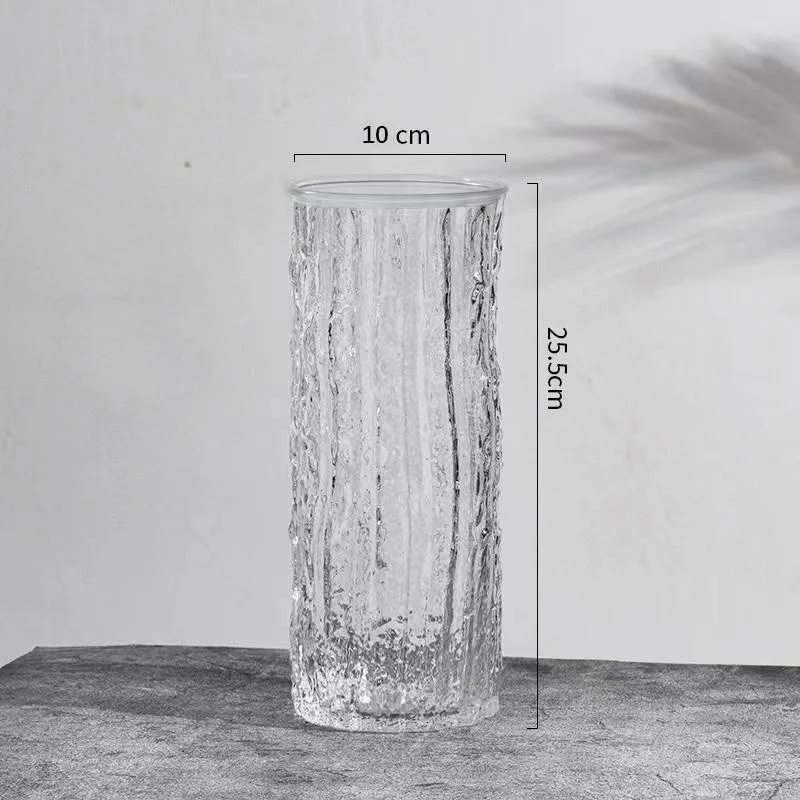 Nordic Minimalist Wind Glacier Vase Glass Transparent Flower Arrangement Rose Flower Living Room Dining Table Decoration Bottle 5