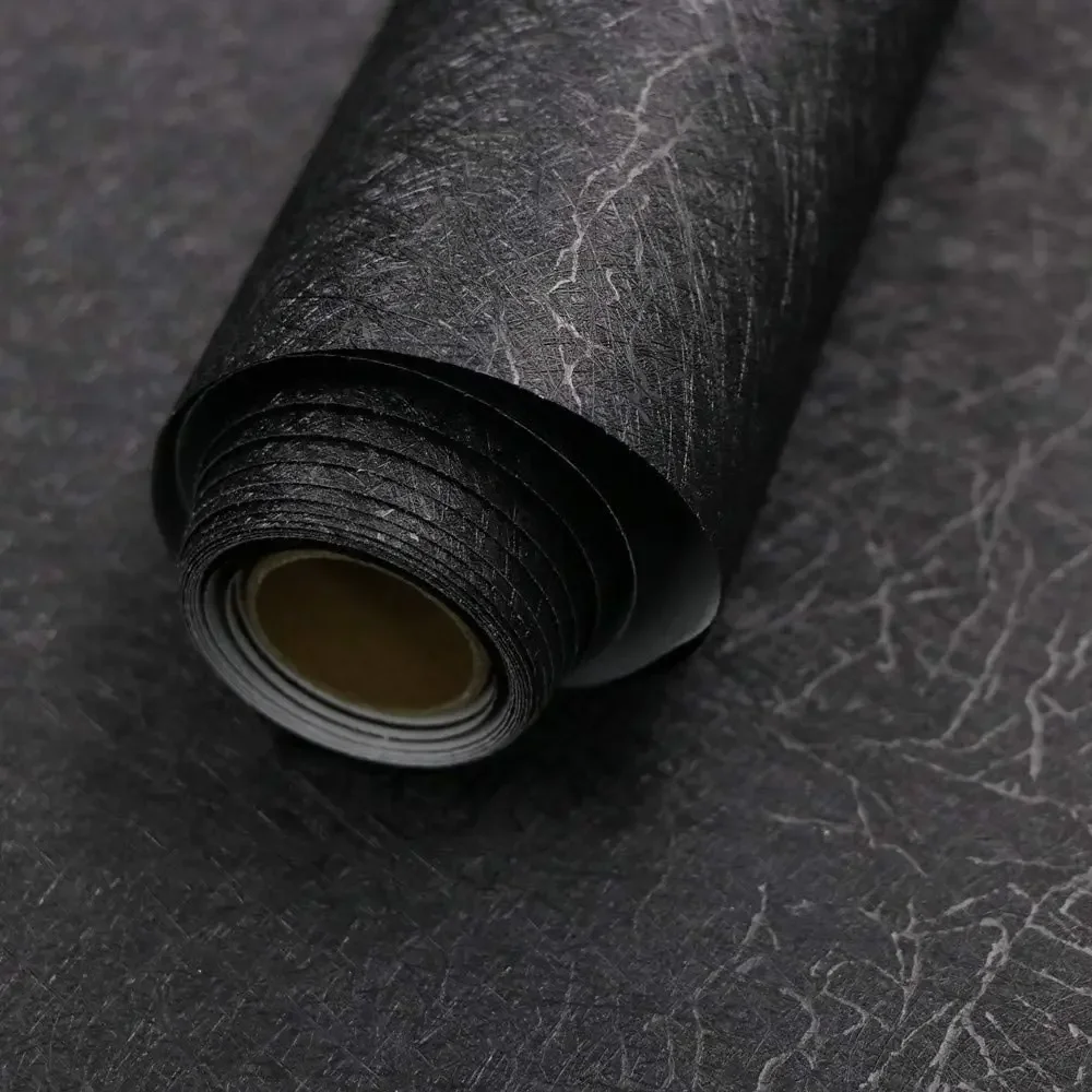 Black Silk Wallpaper Embossed Self Adhesive Waterproof Contact Paper Peel and Stick Decor Cabinet Furniture Countertop Stickers european style non woven peel and stick wallpaper 3d pastoral decorative contact paper self adhesive wallpaper luxury embossed