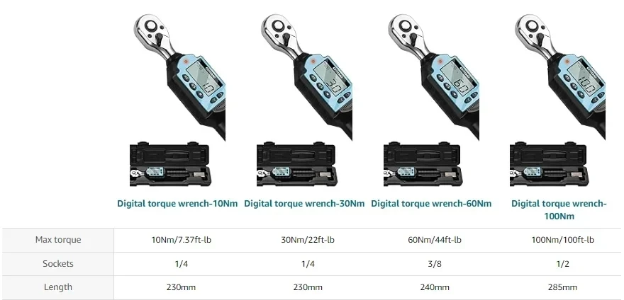 Digital Torque Wrench, 30Nm 22ft.lb Max Professional 1/4