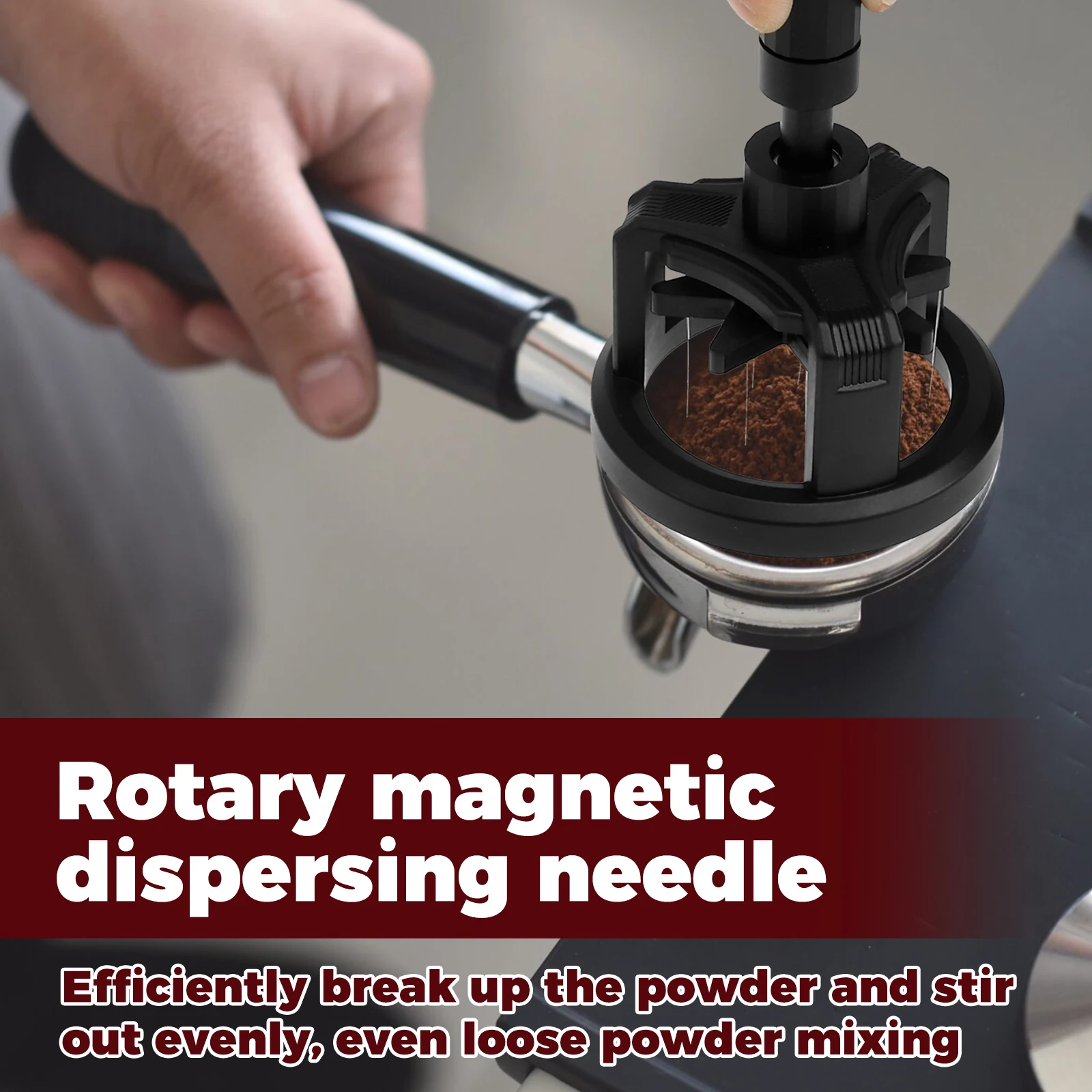 Espresso Distribution Tool Efficient Coffee Powder Needle Height Adjustable Coffee Needle Stirrer Geared Spinning WDT Tool