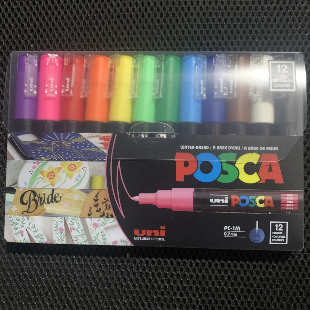 12 Posca Paint Markers, 1M Markers with Extra Fine Tips, Posca Marker Set  of Acrylic Paint Pens | for Art Supplies, Fabric Paint, Markers for Art