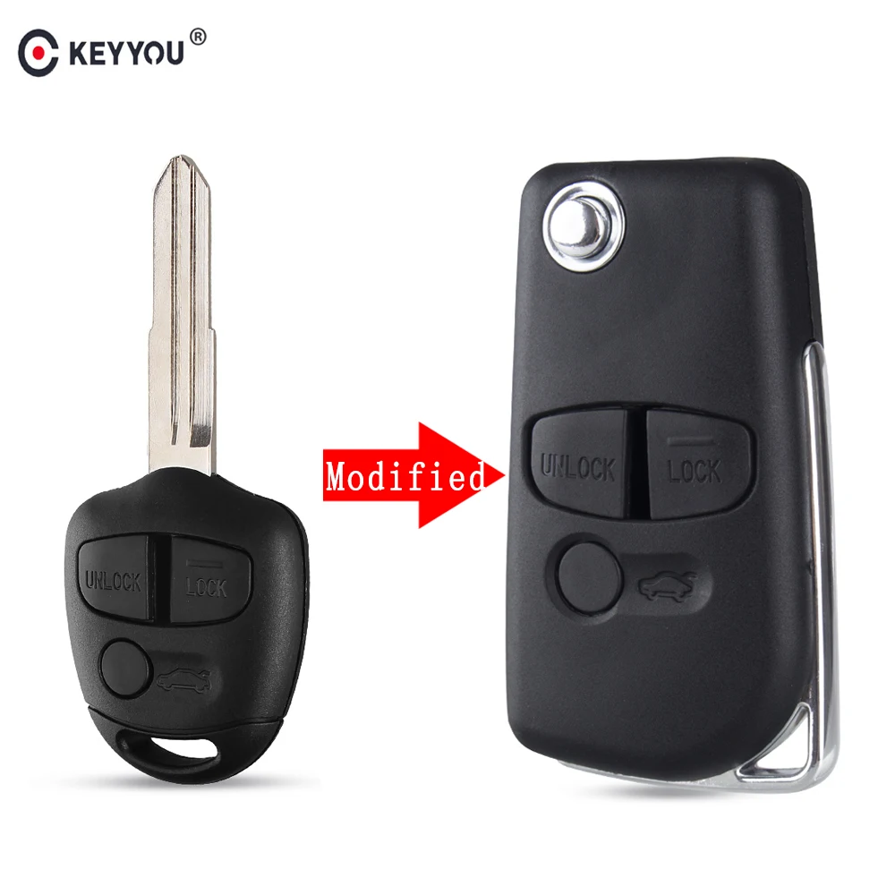 Keyyou 3 Buttons Modified Filp Remote Key Case Shell Cover For