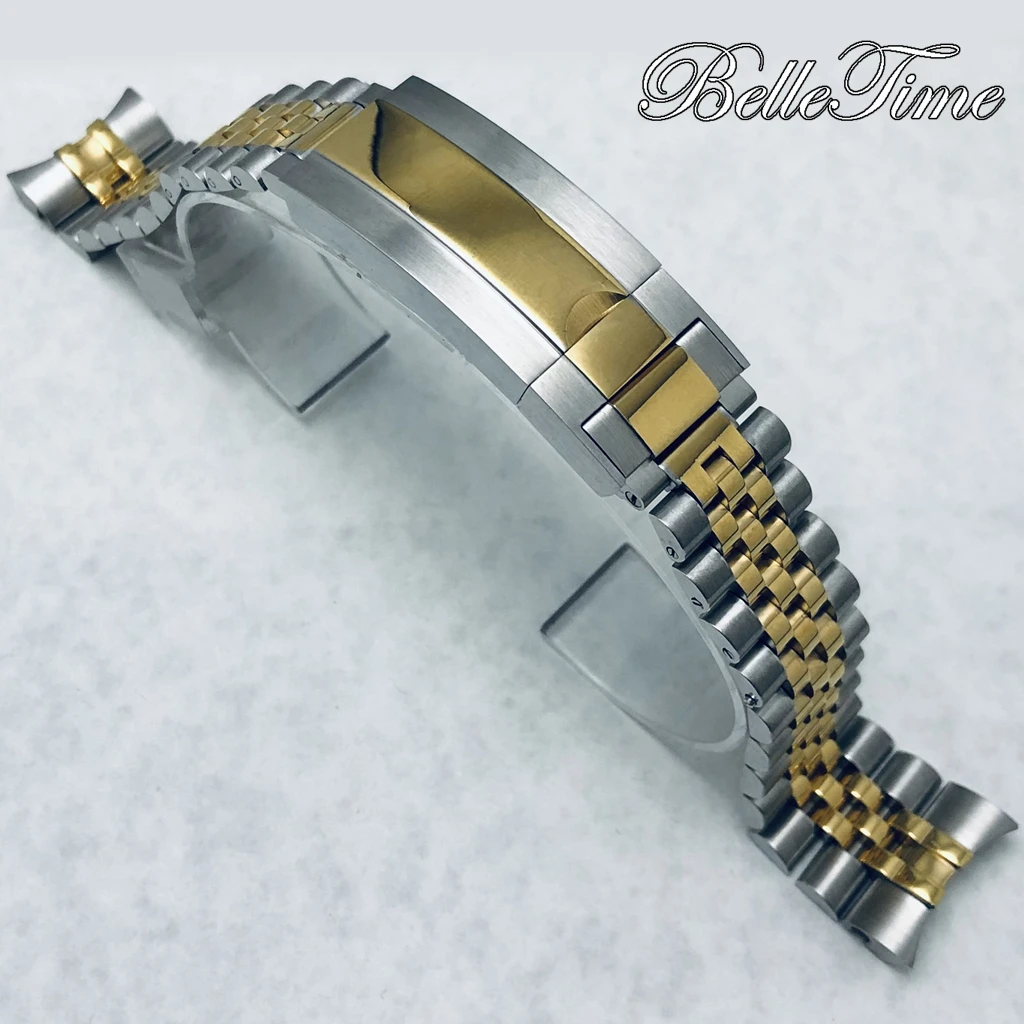 Premium 904L Stainless Steel Brushed & Polished Strap with Glide Lock Clasp, 20mm Width