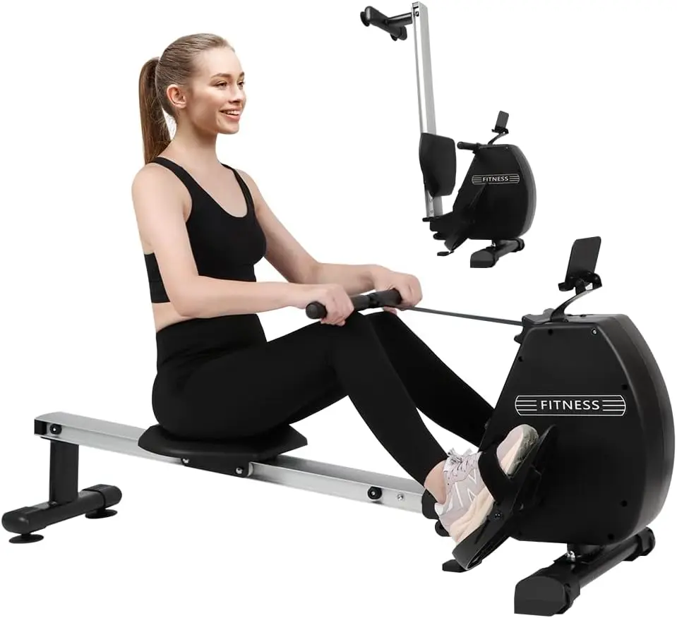 Machines for Home, Foldable Rowing Magnetic, Compact Fitness Equipment with Quiet Resistance 8 Levels, 300 lbs Weig
