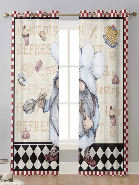 Kitchen Chef Gnome Dessert Sheer Curtains: A Perfect Blend of Functionality and Style