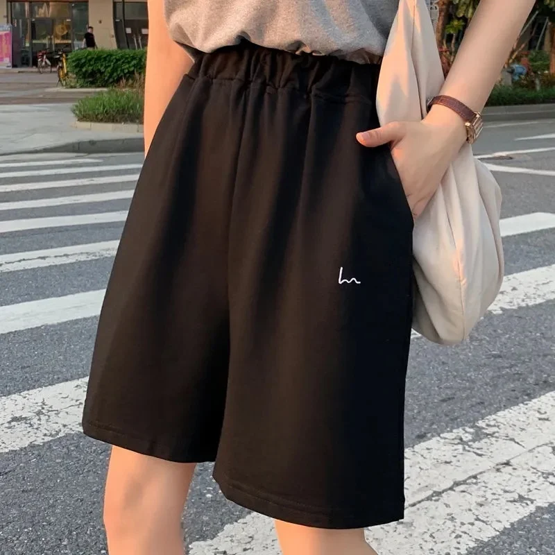 

Summer Women Five-point Pants Sweet Casual Harajuku Cotton 2021 Sports Loose Thin Wide-leg Pattern Printing Elastic Girls Shorts