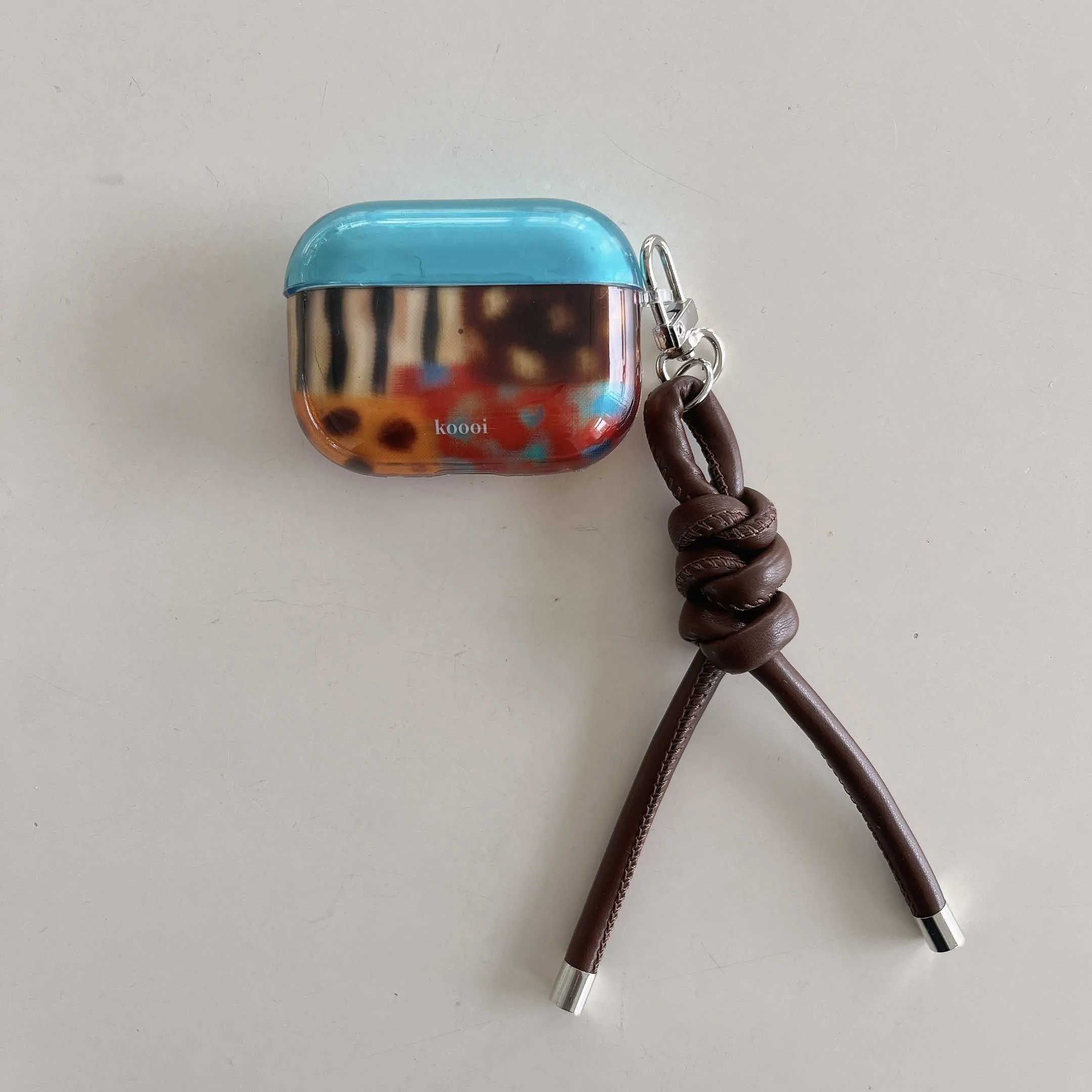 Artistic Graffiti Leather Rope Chain Earphone Case - Soft Protective Cover