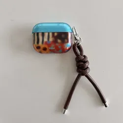 Artistic Graffiti Leather Rope Chain Earphone Case - Soft Protective Cover - airpods 3 (With pendent)