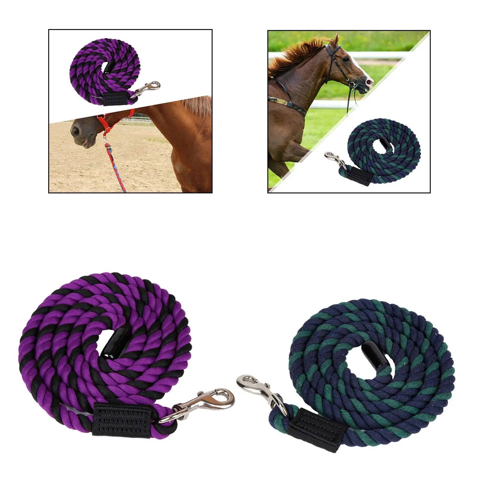Horse Lead Rope Rein Halter Rope Cord Horse Leash Rope for Dog, Sheep, Pet Heavy Duty with Swivel Bolt Snap Equestrian Equipment