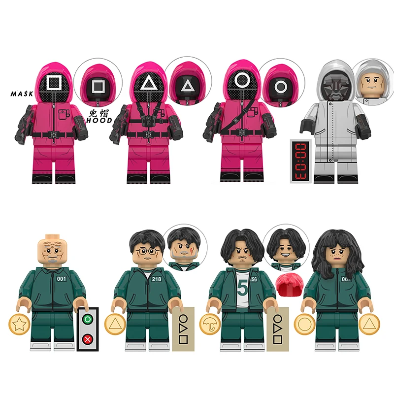 Figurines blocs de construction Squid Game Gardiens Joueurs