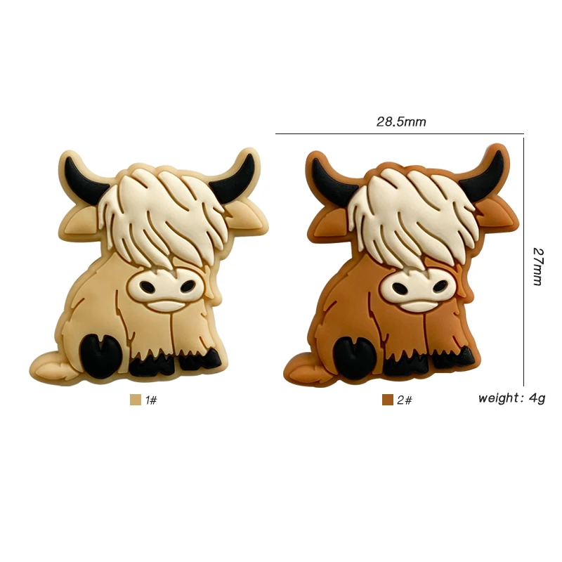 10pcs Food Grade Plateau cattle Animal Silicone Beads Baby Chewable Teether DIY Jewelry Pacifier Chain Gift Accessories