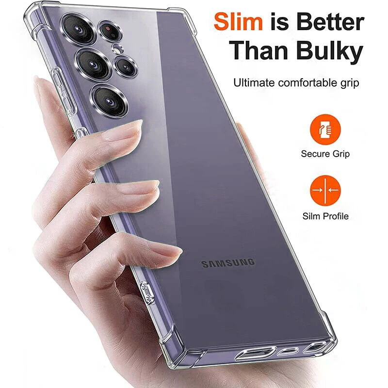 Clear Silicone Phone Case For Samsung Galaxy S24 Ultra S25 S23 S22 S21 FE Plus A53 A34 A54 5G Shockproof Bumper Soft Back Cover 2