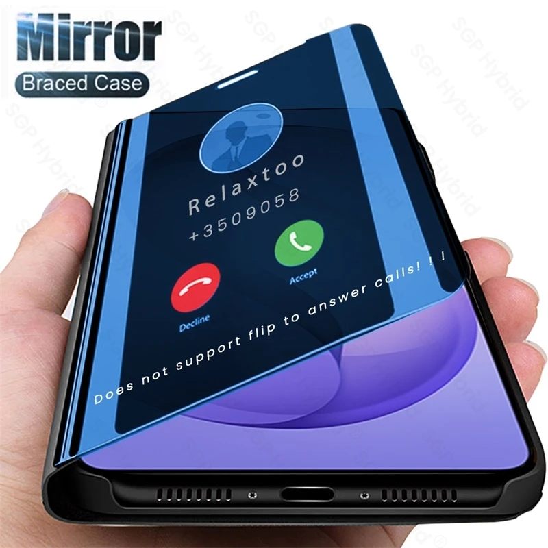 Smart View Mirror Leather Flip Case with Magnetic Stand