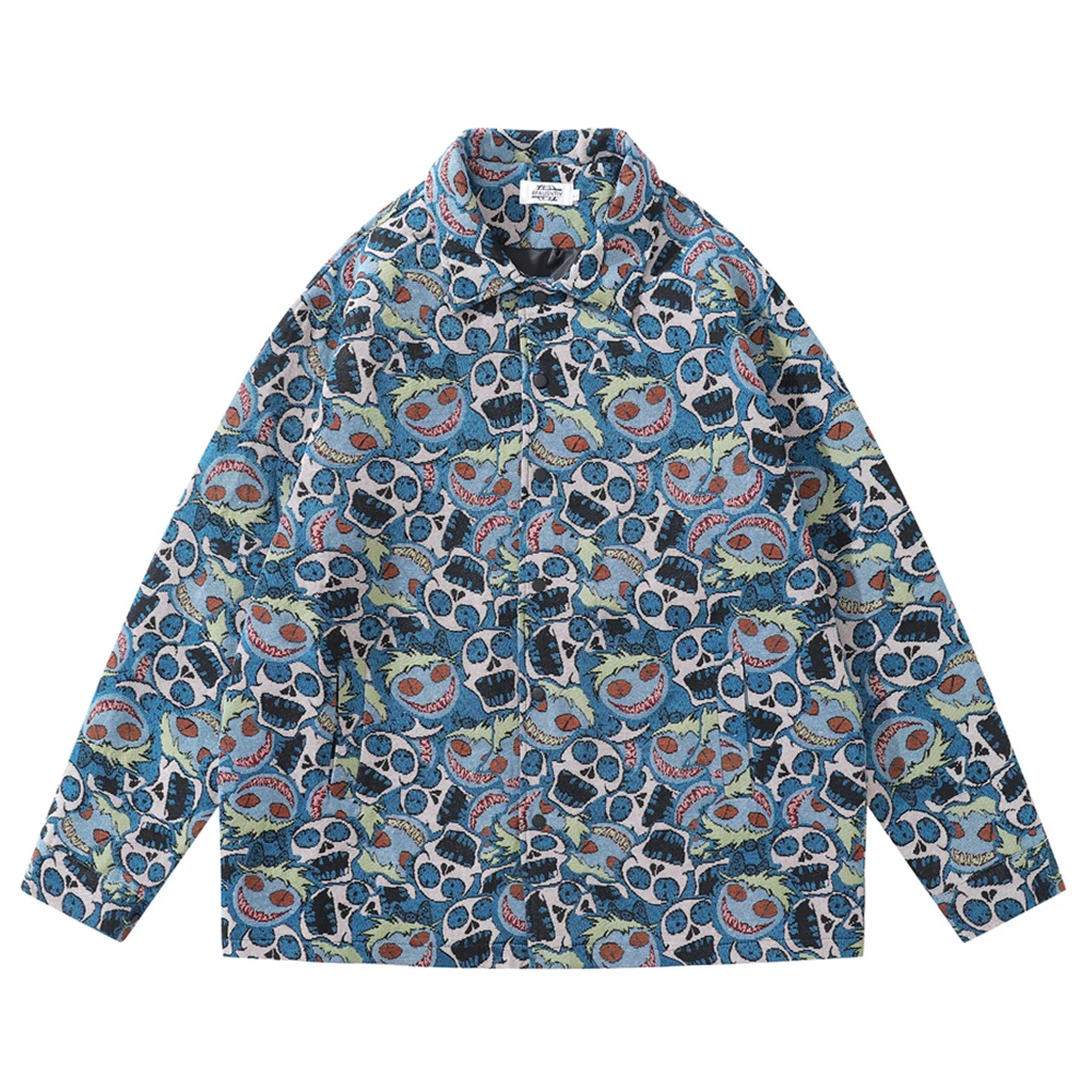 

Skeleton Jacquard Thick Shirt Jacket Autumn Men's Jackets 2 Colors