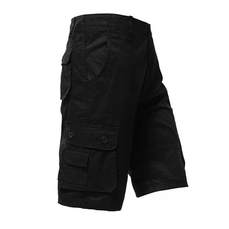Male Cargo Pants Knee Shorts Classic Summer Shorts Multiple Pockets Large Size Cotton Half Pants Khaki Army Green Shorts 2