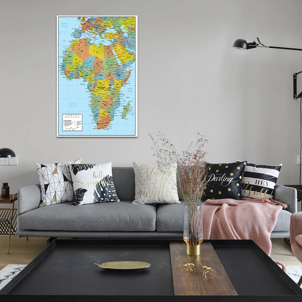 Africa Map English 2011 Version Poster and Prints Canvas Painting Living Room Decor Office School Supplies 100*150cm