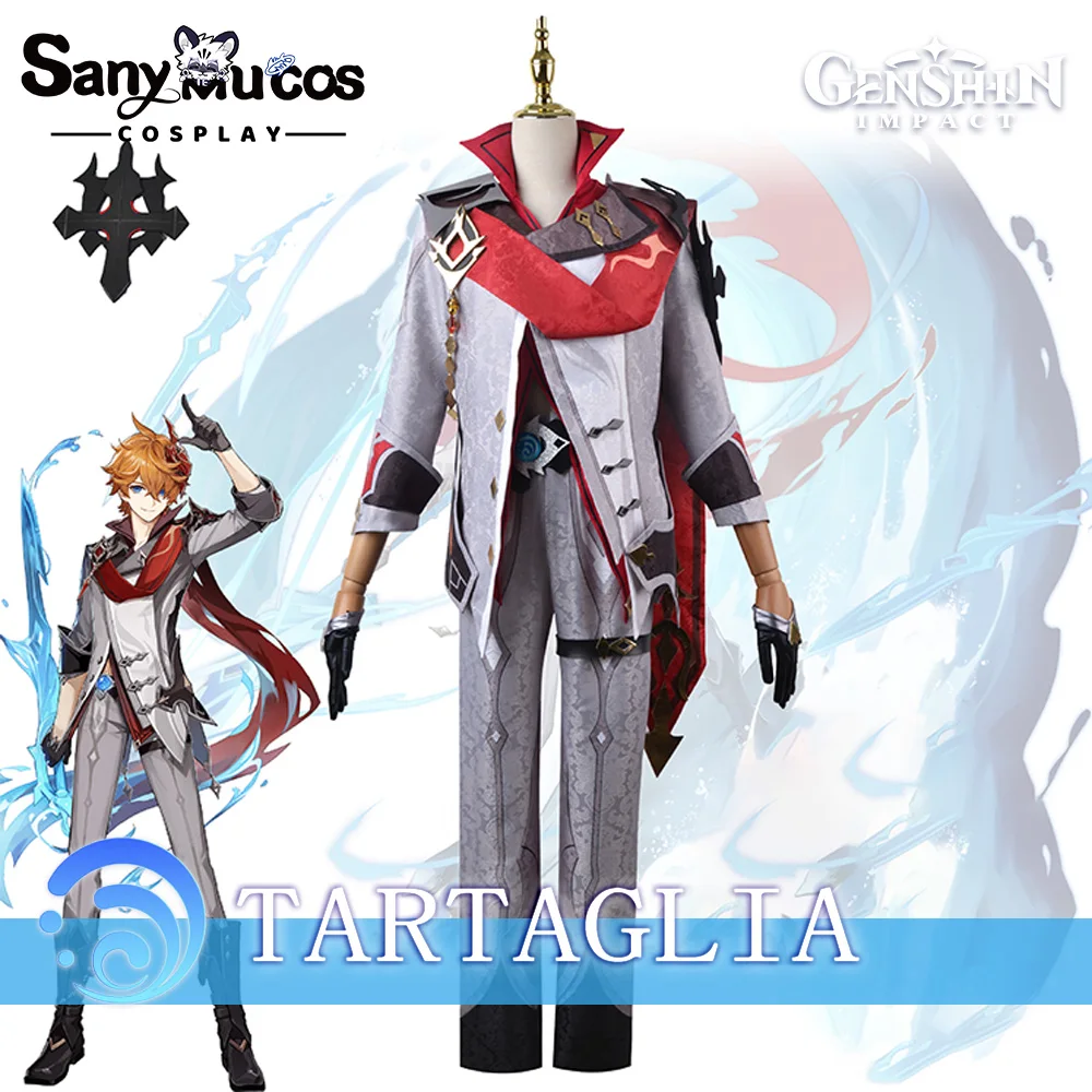 

【In Stock】SanyMuCos Genshin Impact Tartaglia Cosplay Costume Snezhnaya Wig Party Uniform Halloween Costumes Unisex Plus Size