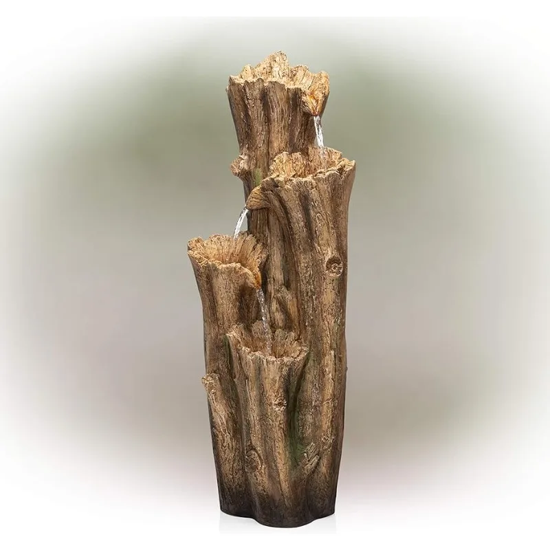 

Alpine Corporation TZL268 Alpine Cascading 3-Tier Tree Bark Fountain, Brown and Gray