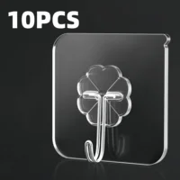 10 pieces of strong self-adhesive hooks, transparent hangers, towels, bathroom kitchen stainless steel hooks