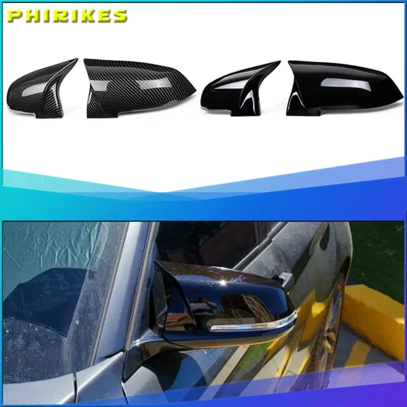 

2pcs Auto Car Rear View Side Mirror Cover Trim For BMW F20 F21 F22 F23 F30 F31 F32 F36 X1 E84 F87 M2 Carbon Fiber Style