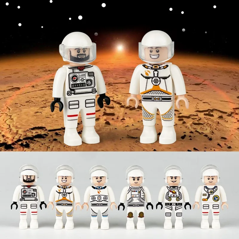 Moc Space Astronaut 4.5Cm Playmobil Action Figure Mini Accessorio Building Blocks Parti Mattoni Set Per Ragazzi Giocattoli Educativi