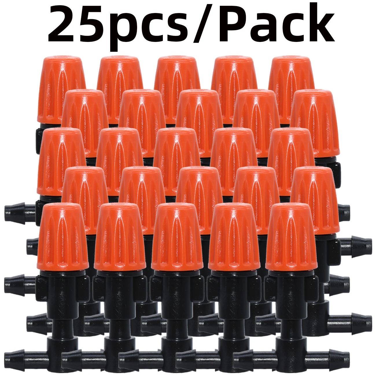 25pcs Misting Cooling Adjustable Nozzles w/ 1/4'' Tee for Drip Irrigation Garden Watering System Kit Flower Bonsai Greenhouse 6